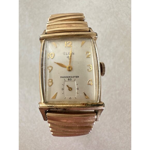 Elgin Shockmaster 60 manual vintage 10kt rolled gold plated tank wrist watch - Picture 3 of 12